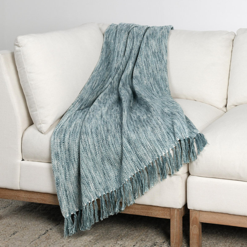 Sharma Hand Woven Throw Blanket, Blue