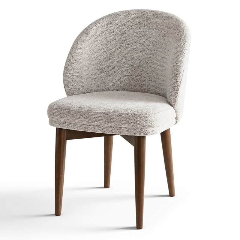 Chaises de salle à manger rembourrées Barrel, Beige / noyer