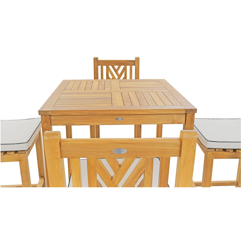 Outdoor 5 - Piece Teak Bistro Set with Cushions