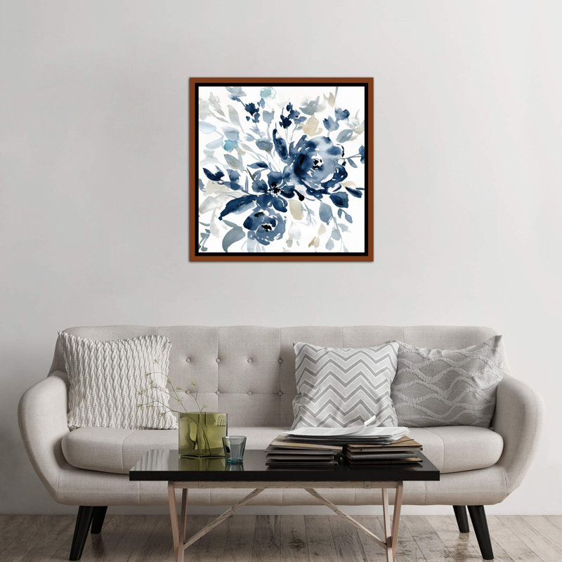 " Indigo Garden I " by Carol Robinson, 26" H x 26" W x 1.5" D, Classic Brown Framed Canvas