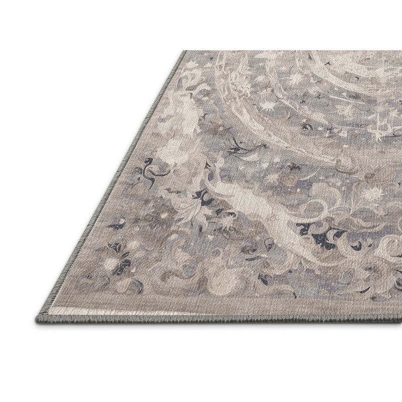 Machine Washable Gray Area Rug, Runner 2' x 4'