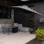 8' Square Medium Cantilever Grey Umbrella Aluminum Offset with Base and 360-degree Rotation-67120529