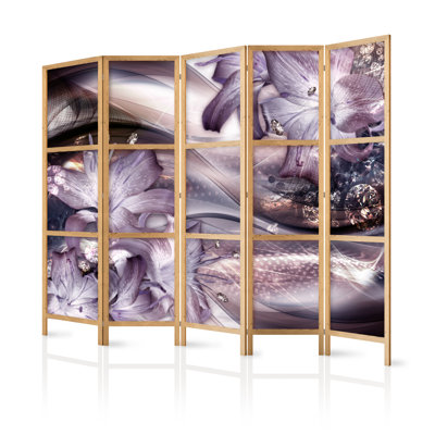 225cm W x 171cm H 5 - Panel Solid Wood Folding Room Divider