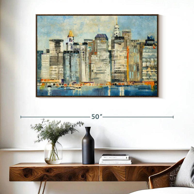 Horizon au bord de l'eau, Cadre flottant noyer, 40 po x 27 po