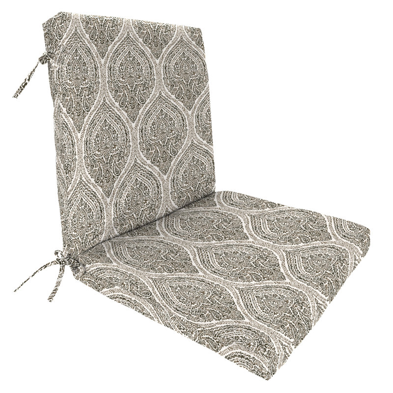 22" x 44" Outdoor Chair Cushion with Ties, Brown Paisley