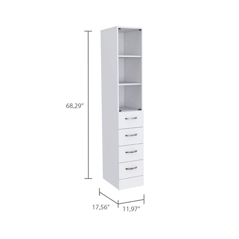 Armoire à linge 3 tiroirs 3 tablettes, Blanc