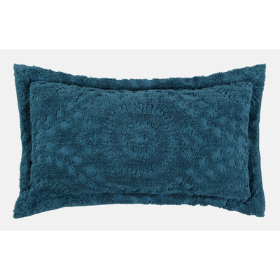 Taie décorative très grande taille en chenille touffetée 100% coton Rio, conception à médaillon, housse de coussin décorative douce et respirante, certifié OEKO-TEX, lavable à la machine, toutes saisons, 20 po x 36 po, bleu sarcelle