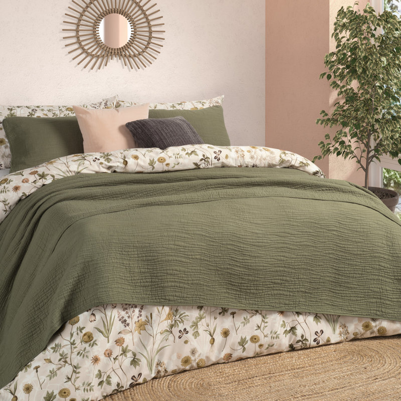 Ensemble de courtepointe Jazzy, Courtepointe pour lit grand + deux taies décorati, Brun clair