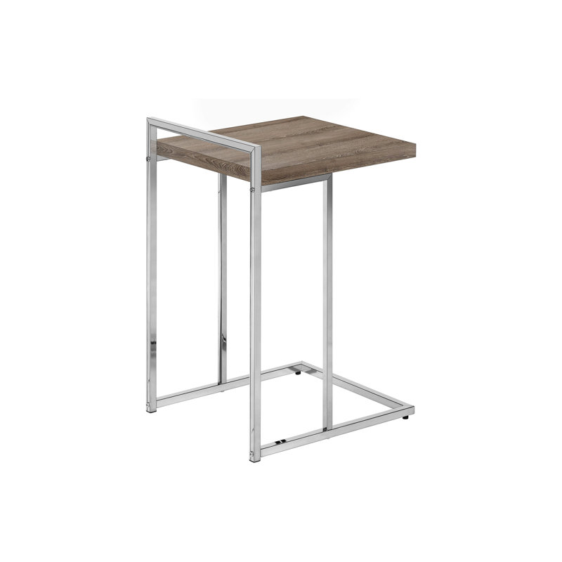 Table d'appoint moderne, rectangulaire, salon et chambre à coucher, plateau en stratifié brun, structure en métal, L 16 po x l 18,71 po x H 26,5 po