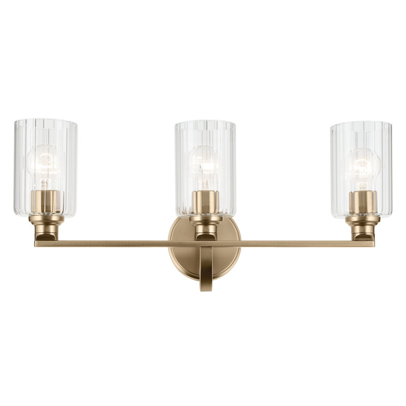 24.25" 3-Light Vanity Light with Glass, Bronze, Clear