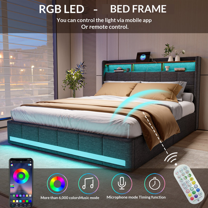 Storage Bed, Grey, Super King (6')
