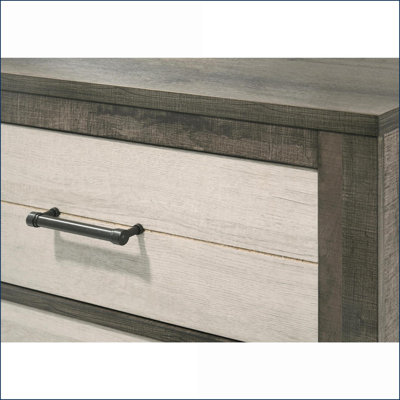 Commode | Farmhouse deux tons avec quatre tiroirs et amp; Poignées en métal | Beige, gris