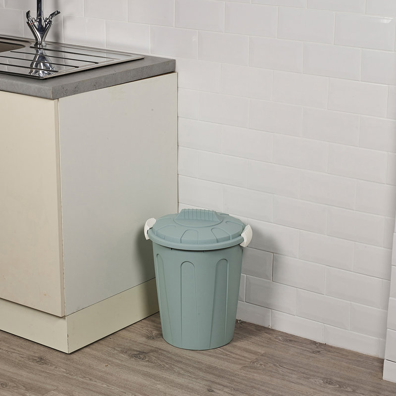 Horsten Plastic Manual Lift Kitchen Trash Can, Teal, 23 Litres