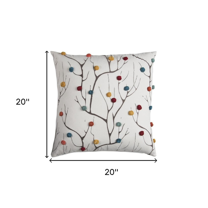 Floral Cotton Throw Pillow