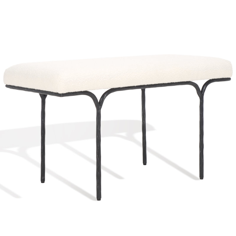 Banc rembourré Poviones Boucle, H 20 po x l 36 po x P 16 po, Noir