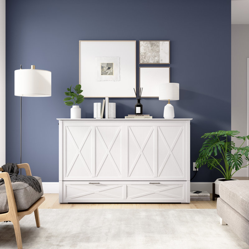 Murphy Cabinet Bed with Pullout Drawer and Mattress, Queen