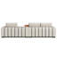 Canapé surdimensionné de 118 po en cuir surdimensionné à 6 places avec accoudoirs carrés de 118 po, canapé de luxe rembourré à bandes décoratives avec pieds en métal pour le salon, beige et blanc