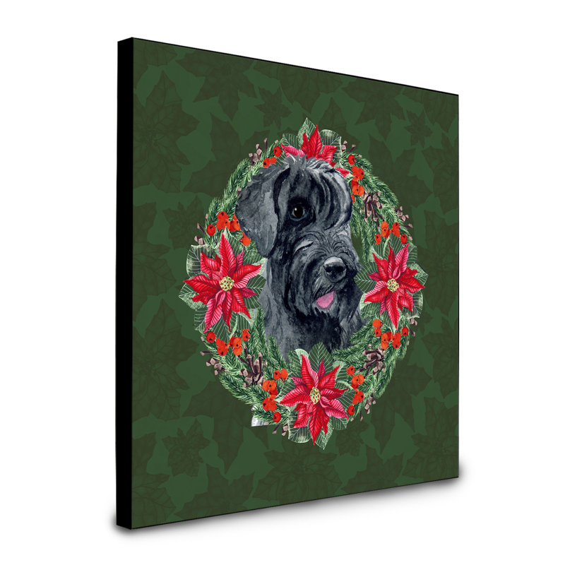 Panneau mural d’art à couronne poinsetta Fabrienne, Schnauzer géant
