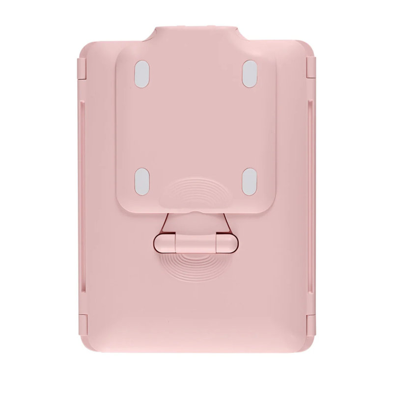Mini miroir de maquillage à trois volets Flex pour bureau, grossissement 3X et 5X, contrôle tactile doux, Rose