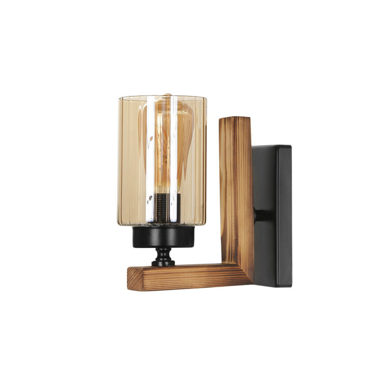 Vintage Industrial Wall Lamp, Rustic Wooden Body, 7.9 in Diameter x 7.5 in Height | E27 Socket, Max 40W | Electrostatic Oven Dried Paint | Perfect for Southwestern & Country Decor, IP20 Rated