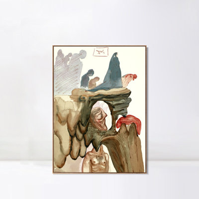 Impression giclée sur toile encadrée, série n° 113, par Salvador Dali : décoration murale pour salon, maison ou bureau (cadre mince couleur bois, 61 cm x 81 cm).