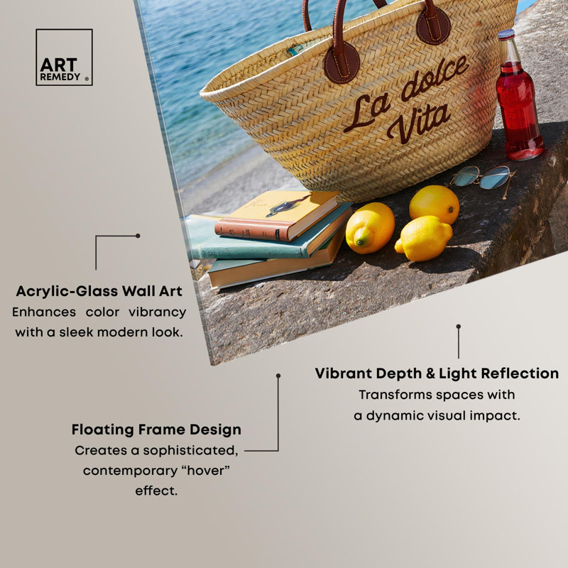 Capri littoral imprimé acrylique, décor d'été rétro par Art Remedy, H 45 po x l 36 po