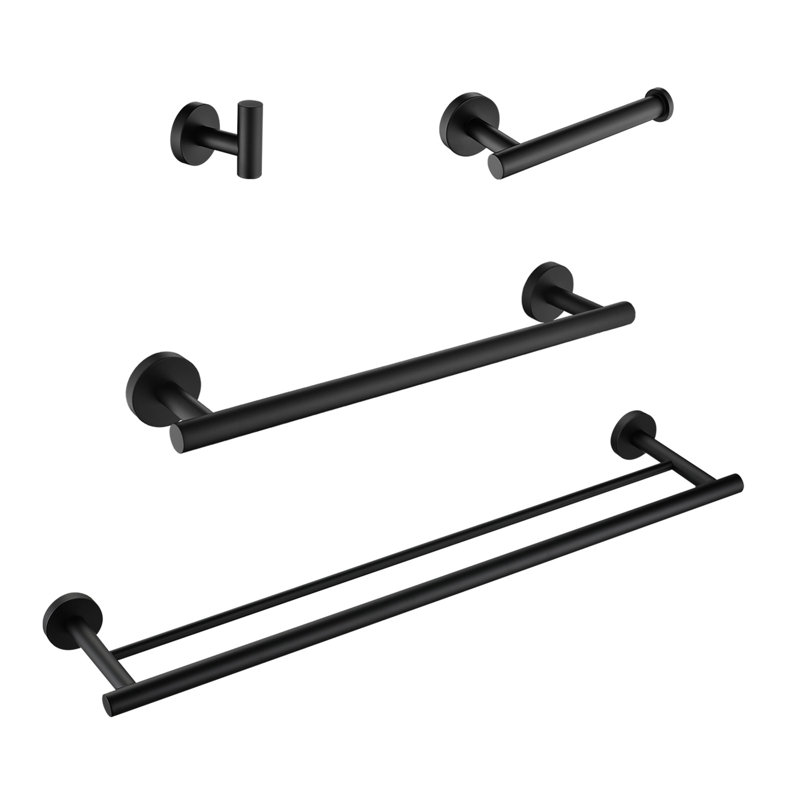 4 Pieces Bathroom Hardware Set Wall Mounted,stainless Steel, Matte Black