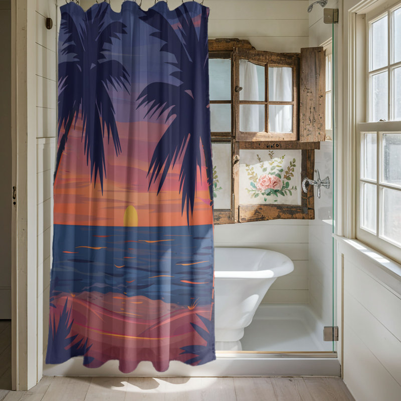 Beachside Twilight - Premium Shower Curtain, 74"H x 71"W