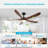 62-Inch Solid Wood With Remote Control With Light (LED) Modern DC DC Motor Indoor/Outdoor 5-Blade Ceiling Fan For Patios, Bedrooms And Farmhouses-127676901-127676902