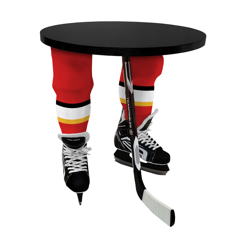 Table de bout à 3 pieds, Blanc, Canneberge / acajou, Flames de Calgary