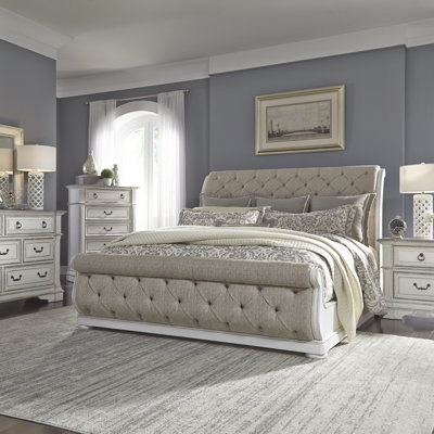 Abbey Park Queen Solid Wood Upholstered Sleigh 5 Piece Bedroom Set -  Liberty Furniture, LF520-BR-QUSLDMCN