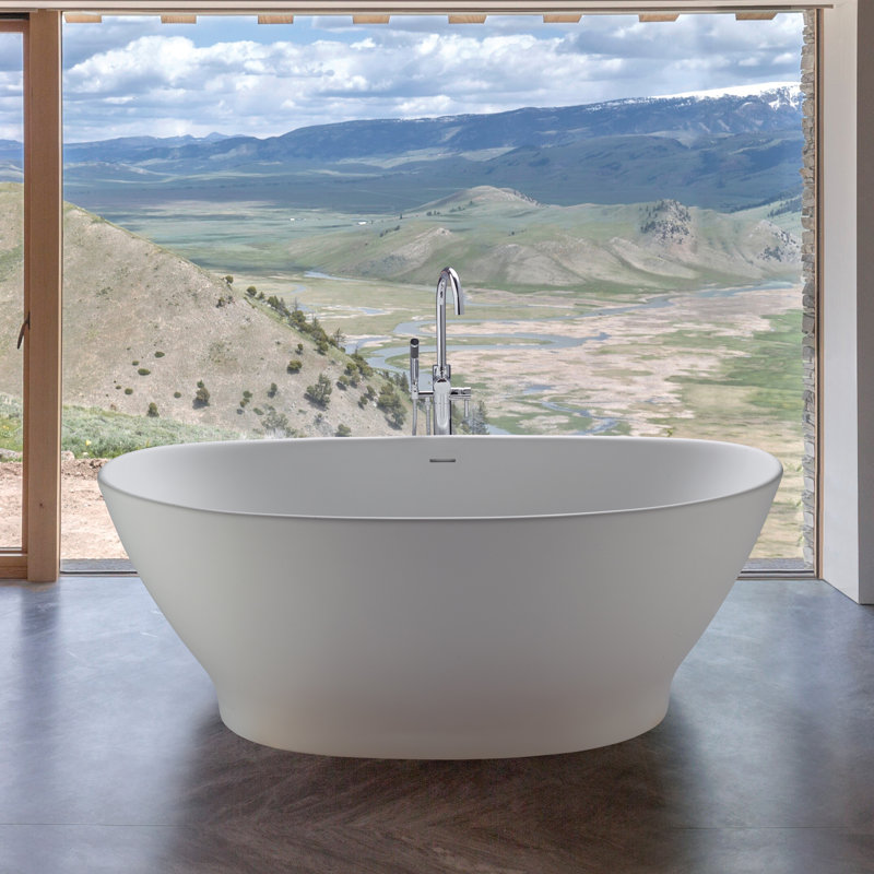 MTI Elise 73.25" Freestanding Soaking Bathtub, Gloss White