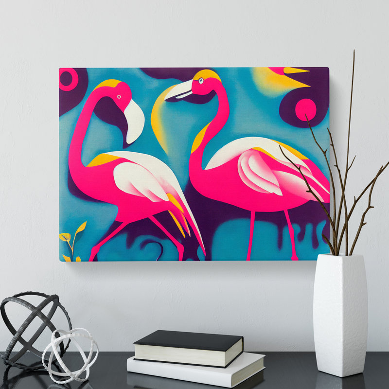 Flamingo Abstract Art Vol.1 - Wrapped Canvas, 35cm H x 50cm W x 3cm D