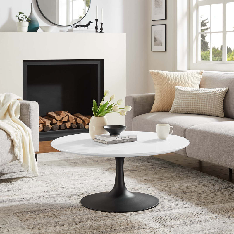 Table basse ronde Lippa, Noir, Blanc