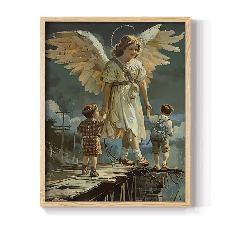 Religious Series CDXLIV, reproduction encadrée - bois massif, Naturel, H 15 po x l 12 po