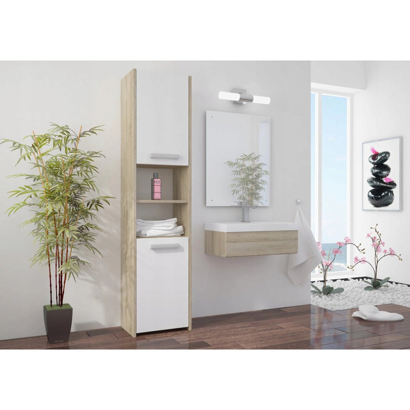 Rhoen Linen Cabinet, White/Mix Sonoma