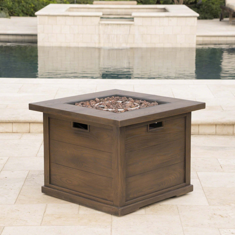 Motif de patio extérieur en bois H 24 po x l 32 po à combustion au gaz, 40 000 BTU