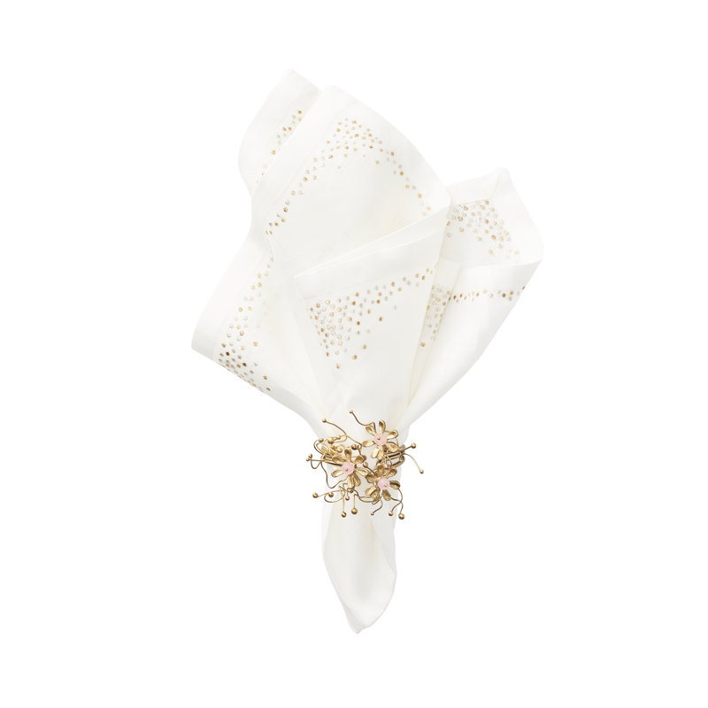 Pin Dot Linen Napkin, White/Gold/Silver