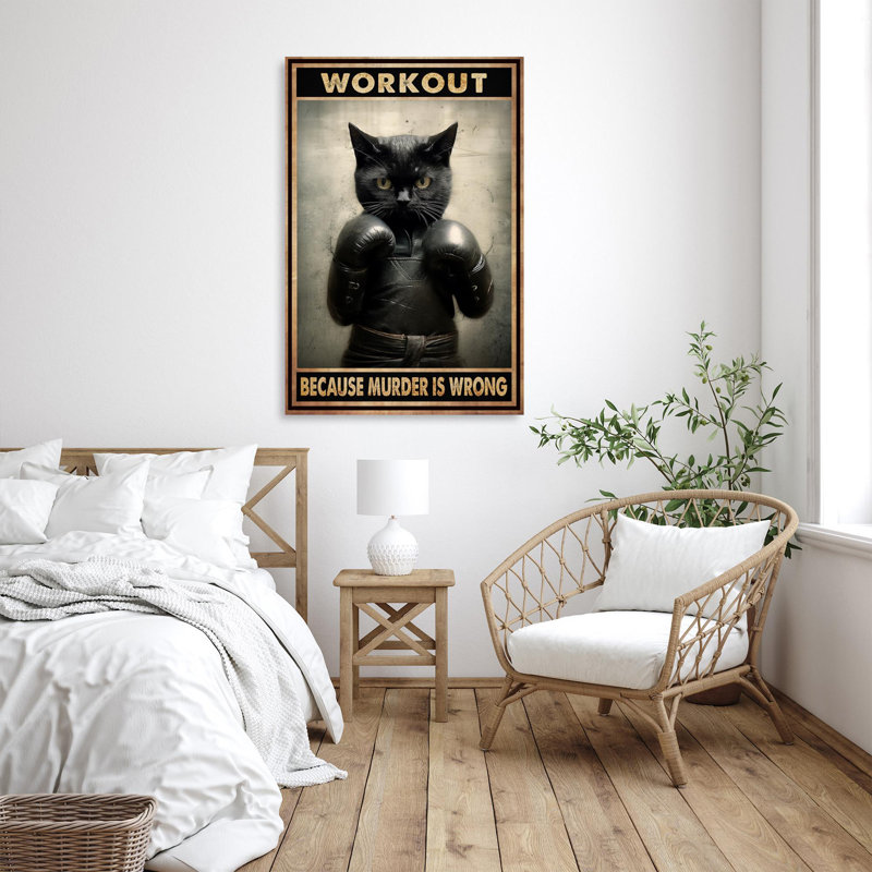 " Black Cat Boxing Workout ", 36" H x 24" W x 1.25" D