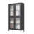 Classic Metal Storage Cabinet Display Cabinet With 4 Glass Doors 4 Shelves Cabinet  Bookcase Side Cabinet For Home Office Living Room Kitchen Hallway, Waffle Grids Tempered Glass