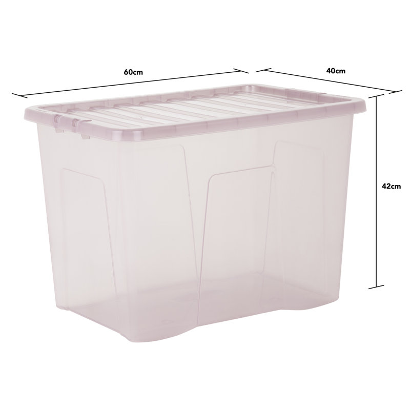 Wham Wham Crystal 80L Plastic Storage Boxes Tint Dusky, Pink