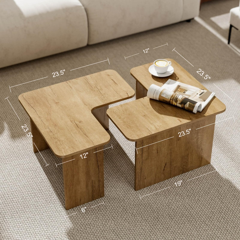 L-Shape Coffee Table Set of 2, Natural