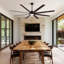 84" Black Ceiling Fan With Lights For Living Room, Remote Control And Quiet Reversible DC Motor