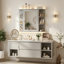 Armoire de rangement murale de salle de bain avec miroir, tablette réglable et portes-129424045