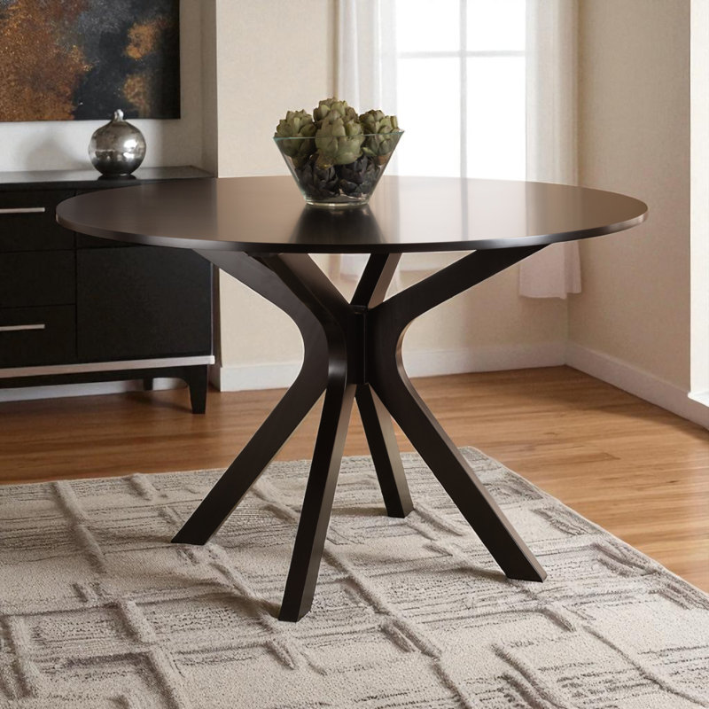 Cassia Round Top Dining Table with Dark Brown Finish, 29.85'' H X 44.73'' W X 44.73'' D, 29.73"H x 44.66"L x 44.66"W