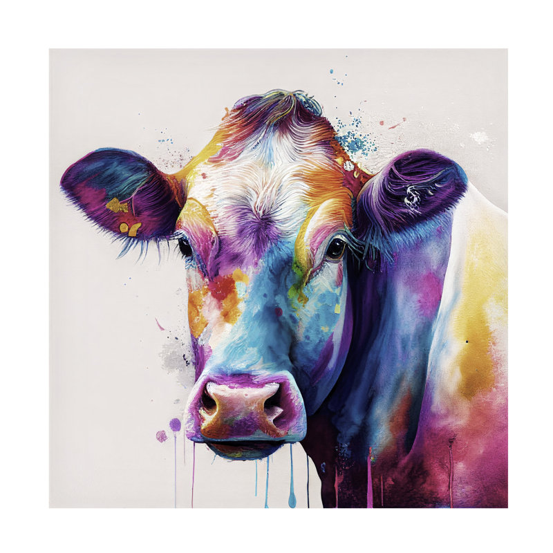 Art sur toile Sasha Carnaby Cow I, H 14 po x l 14 po