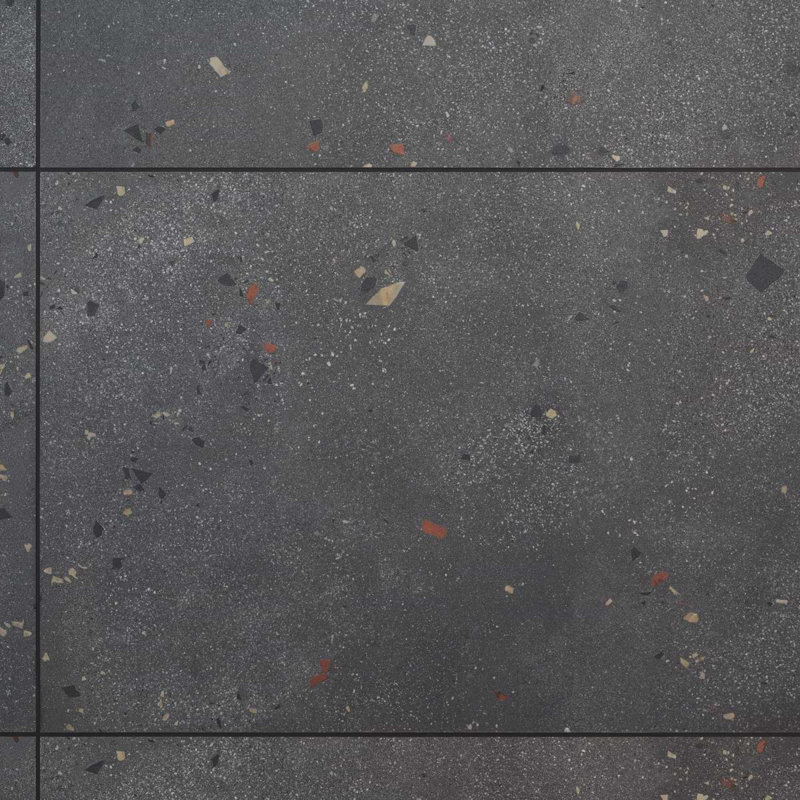 Kobe 24x48 Matte Terrazzo Look Porcelain Tile, Charcoal Gray