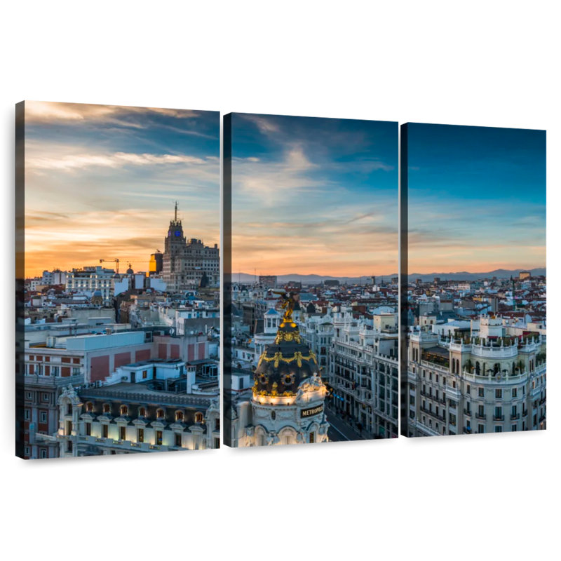 Horizon de Madrid au crépuscule, H 24 po x l 38 po