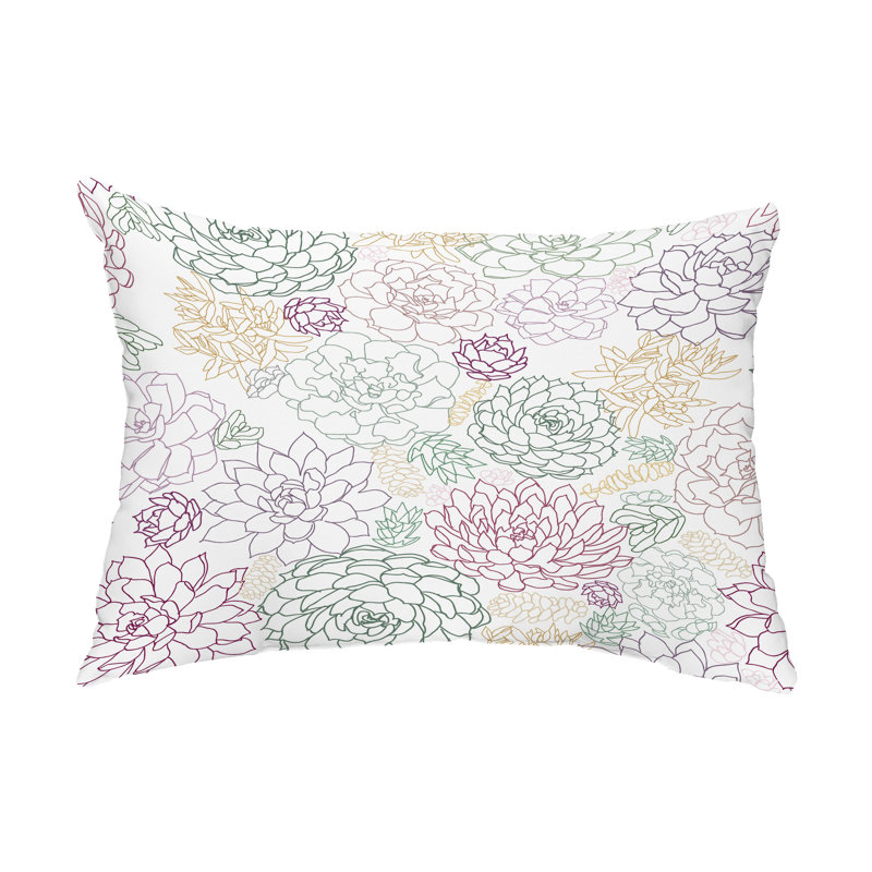 Floral Outdoor Reversible Throw Pillow, Purple