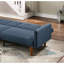 Canapé en polyfibre bleu marine avec dossier et pieds en bois - Repose-pieds élégant avec accoudoirs carrés style transitionnel-1877234922